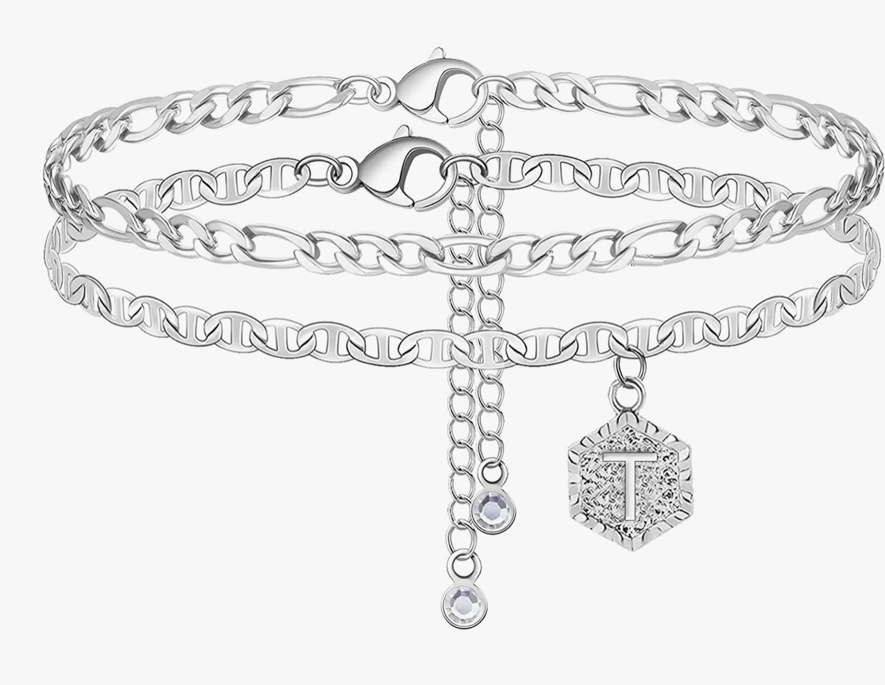 Silver Initial Anklets