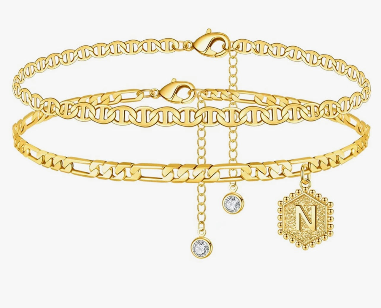 Gold Initial Anklets