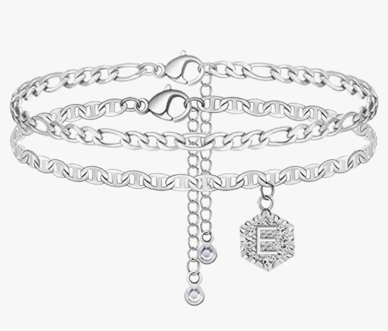Silver Initial Anklets