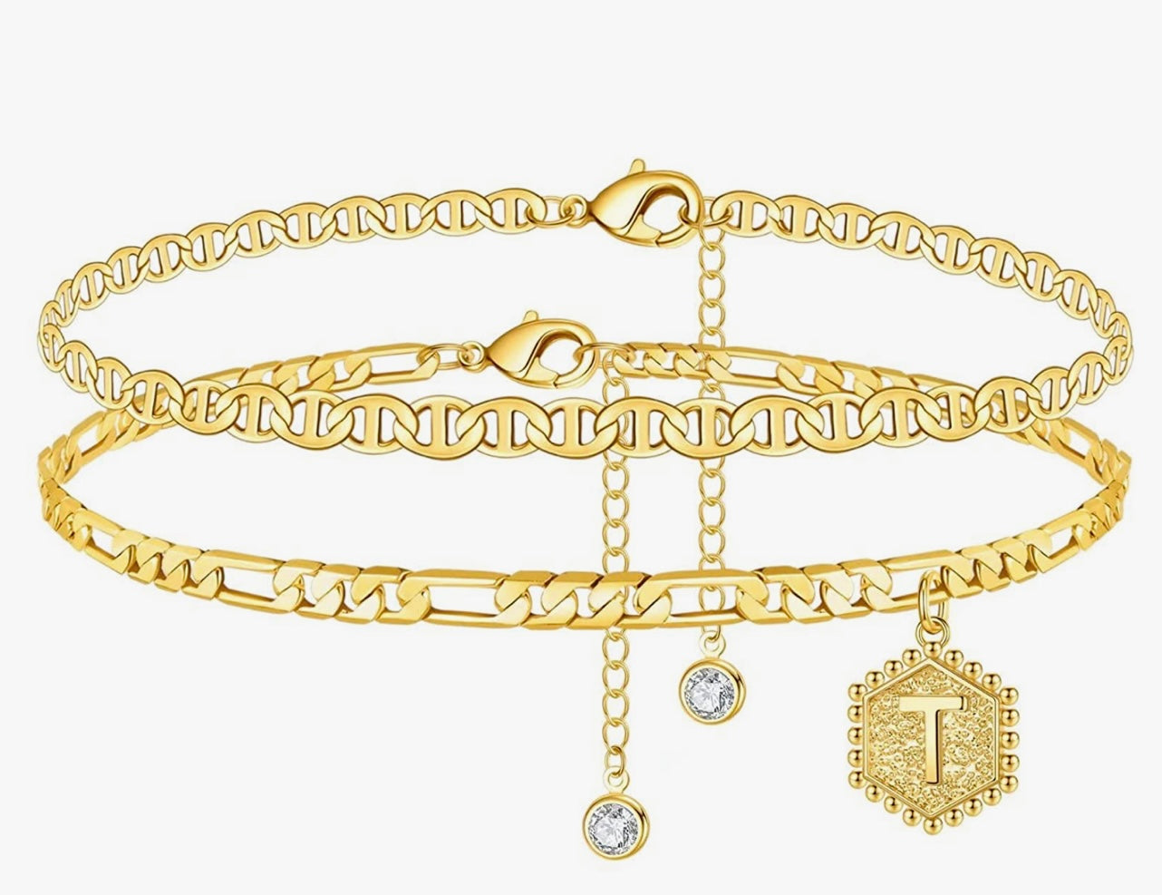 Gold Initial Anklets